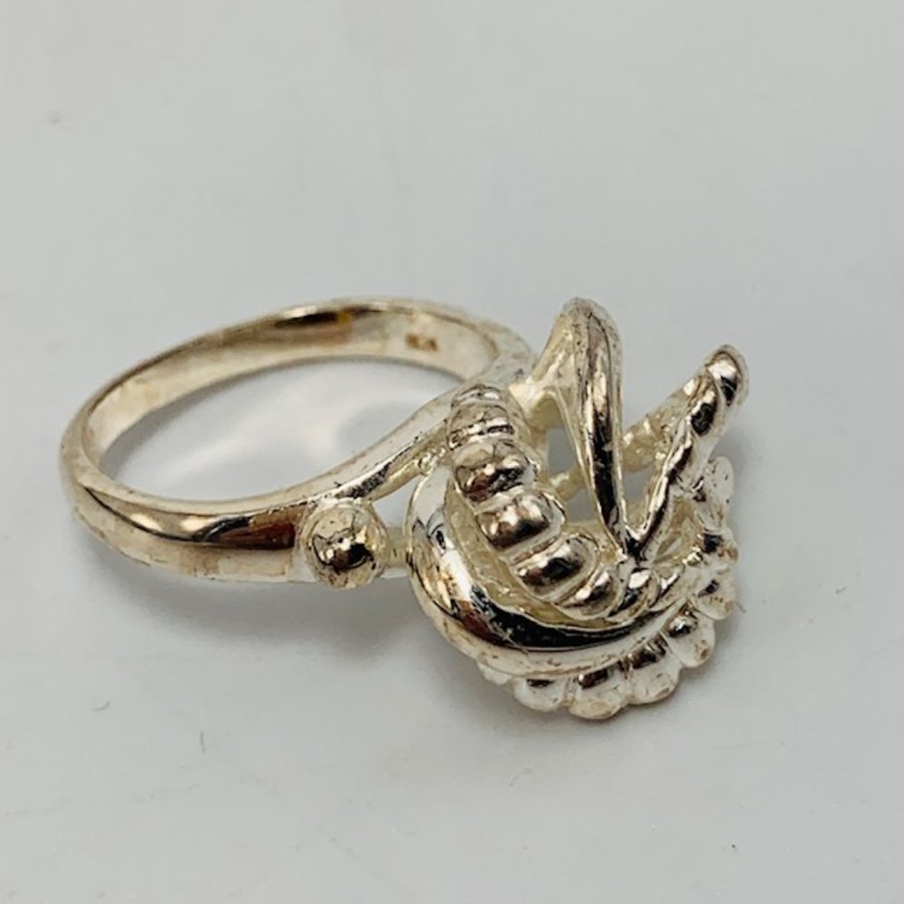Vtg .925 Dome Shape Silver Statement Ring - Size 7 - image 8
